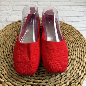 Red Women's Knit Ballet Flats. Size 9.